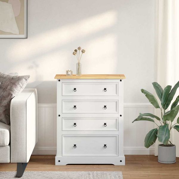 vidaXL Úložné truhlice so zásuvkou Corona Biely 92 x 48 x 114 cm