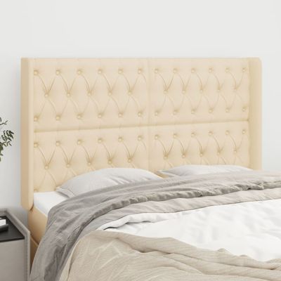 vidaXL Čelo postele so záhybmi krémový 163x16x118/128 cm látka