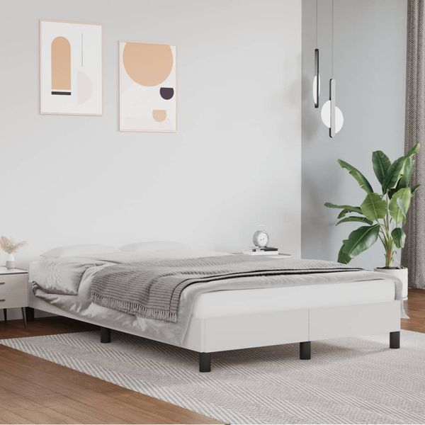vidaXL Posteľ bez matraca biela 120x190 cm umelá koža