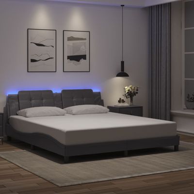 vidaXL Rám postele s LED bez matraca Zadar sivý 180x200 cm