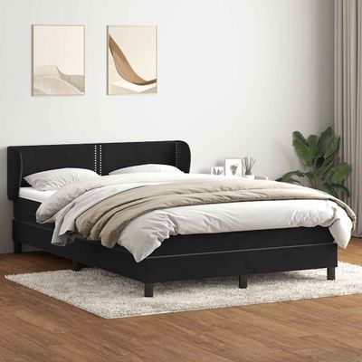 vidaXL Posteľný rám boxsping s matracom Čierna 160x220 cm zamat