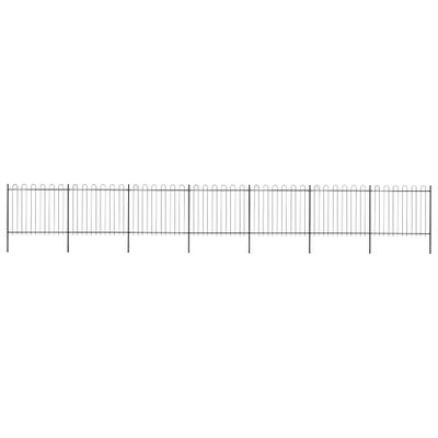 vidaXL Záhradný plot s oblúkom navrchu, oceľový 1172x150 cm, čierny