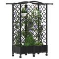 vidaXL Vyvýšený záhon s mriežkou a strechou Čierna 124 x 40 x 129 cm