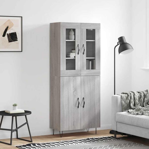 vidaXL Vysoká skrinka sivý dub sonoma 69,5x34x180 cm spracované drevo