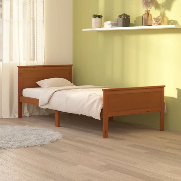 vidaXL Posteľný rám medovo-hnedý borovicový masív 100x200 cm