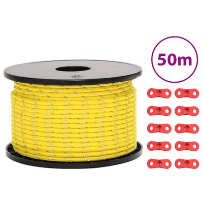 vidaXL Stanové lano s reflexnými pásikmi a napinákmi 50 m 5 mm