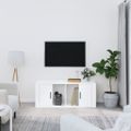 vidaXL TV skrinka lesklá biela 100x35x40 cm spracované drevo
