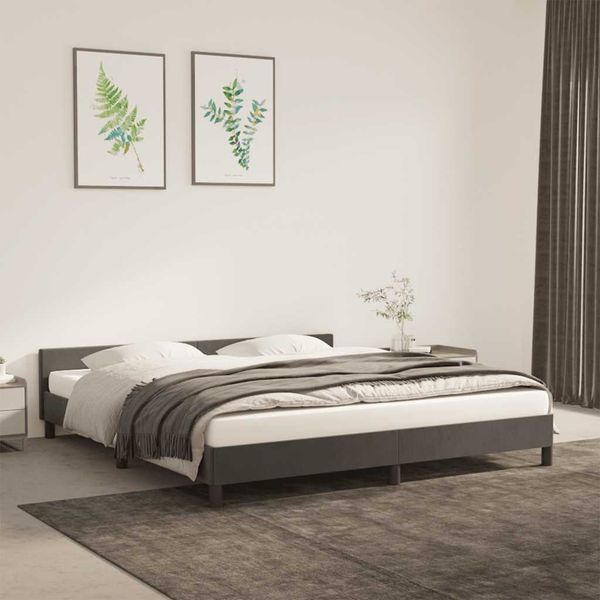 vidaXL Posteľ bez matraca tmavosivá 160x200 cm zamat