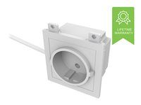 VISION Techconnect Modular AV Faceplate - EU power socket module - grounded SCHUKO power socket - occupies 3 modules spaces - 850 mm black power cable pre-terminated 90 degree plug - optimised for use with TC3 SURRTB table faceplate - plastic - white