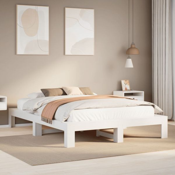 vidaXL Posteľ bez matraca biely 150x200 cm masívna borovica