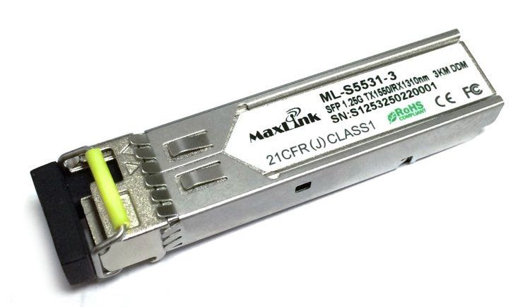 MaxLink 1.25G SFP optický modul, WDM (BiDi), SM, Tx 1550/Rx1310nm, 3km, 1x LC konektor, DDM