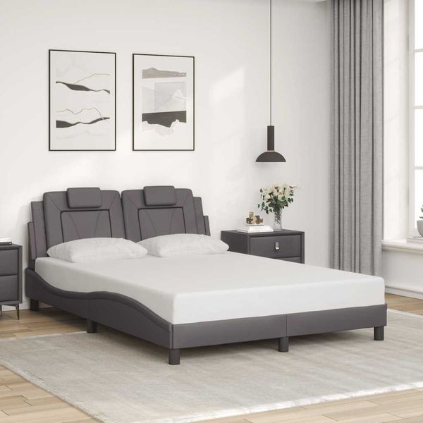 vidaXL Rám postele Viana bez matraca sivý 140x190 cm umelá koža