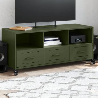 vidaXL TV skrinka olivovozelená 100,5x39x43,5 cm oceľ