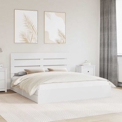 vidaXL Úložná posteľ so zásuvkou Biela 180 x 200 cm Kompozitné drevo