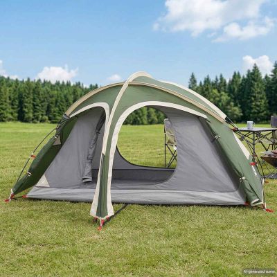 vidaXL Trekkingový stan s pláštenkou, vodeodolný 2-miestny Zelená