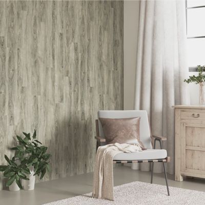 vidaXL Nástenné panely vzhľad dreva sivé PVC 4,12 m²