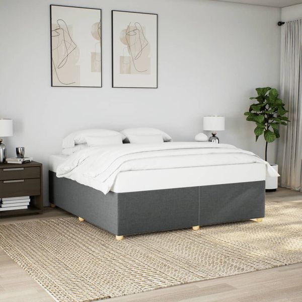 vidaXL Posteľ bez matraca tmavosivá 180x200 cm látka