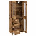 vidaXL Highboard Staré drevo 69,5 x 34 x 180 cm Kompozitné drevo