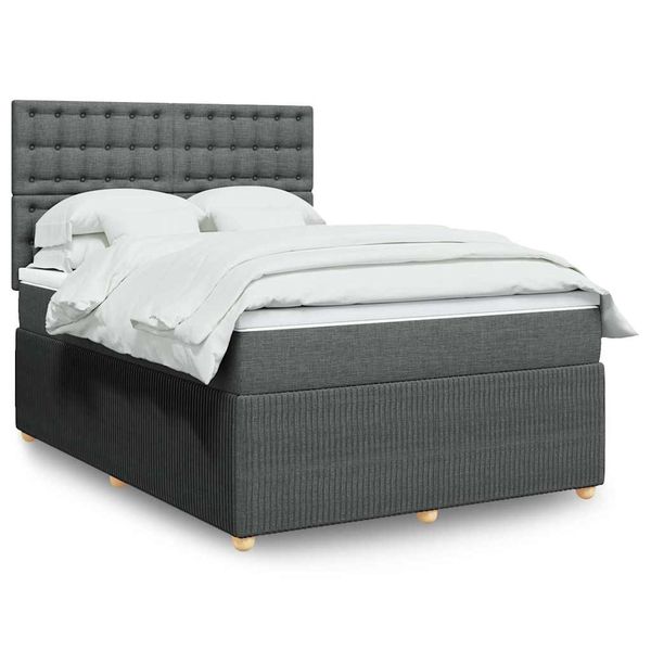 vidaXL Boxspring posteľ s matracom tmavosivá 140x200 cm látka