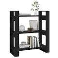 vidaXL Knižnica/deliaca stena čierna 80x35x91 cm masívna borovica