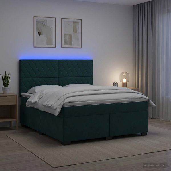 vidaXL Posteľ boxspring s matracom Tmavozelená 140 x 190 cm Zamat