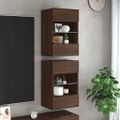 vidaXL Nástenné skrinky s LED osvetlením pre TV 2 ks hnedý dub 40x30x60,5cm