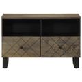 vidaXL TV skrinka, čierna 70x33x46 cm, mangový masív