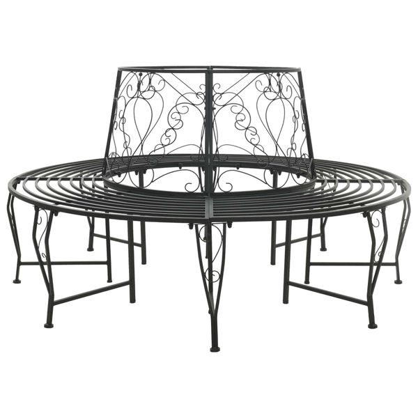 vidaXL Stromová lavička 8-Počet miest Ø 160 x 89 cm Oceľ Čierna
