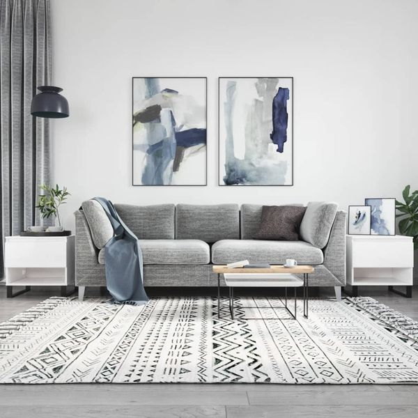 vidaXL Konferenčné stolíky 2 ks lesklé biele 50x46x50 cm kompoz. drevo