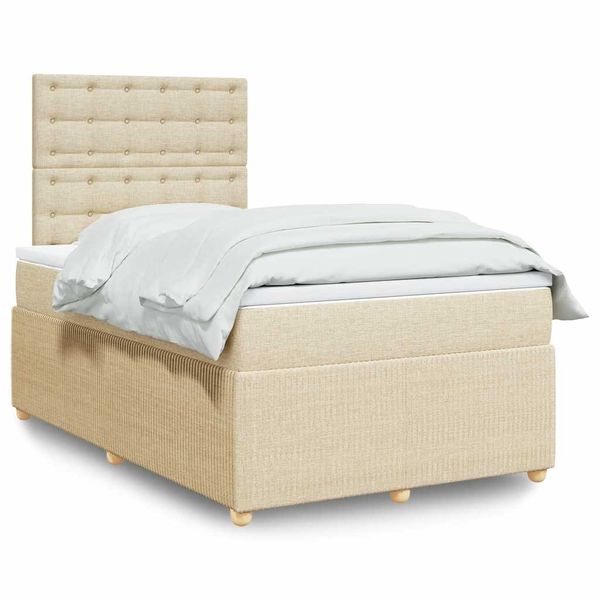 vidaXL Boxspring posteľ s matracom krémový 120x200 cm látka