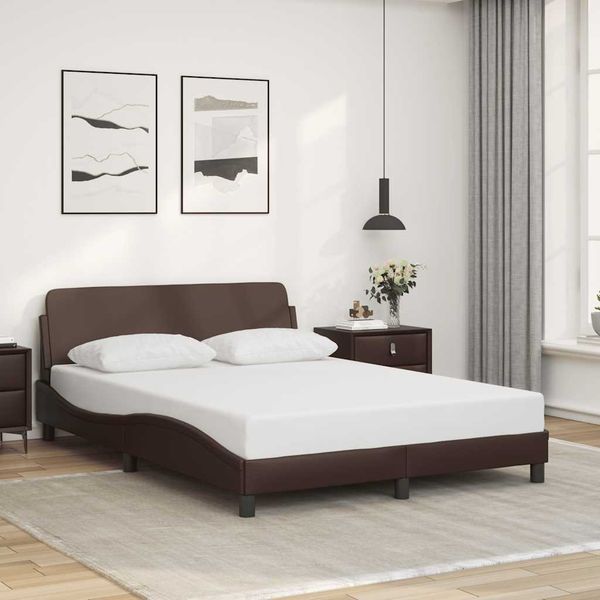 vidaXL Rám postele Dover hnedý 140x200 cm umelá koža