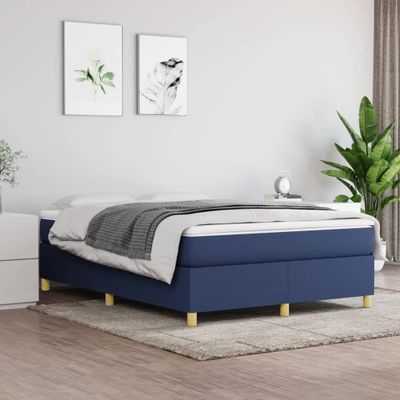 vidaXL Posteľný rám s boxspringom modrá 140x200 cm látka