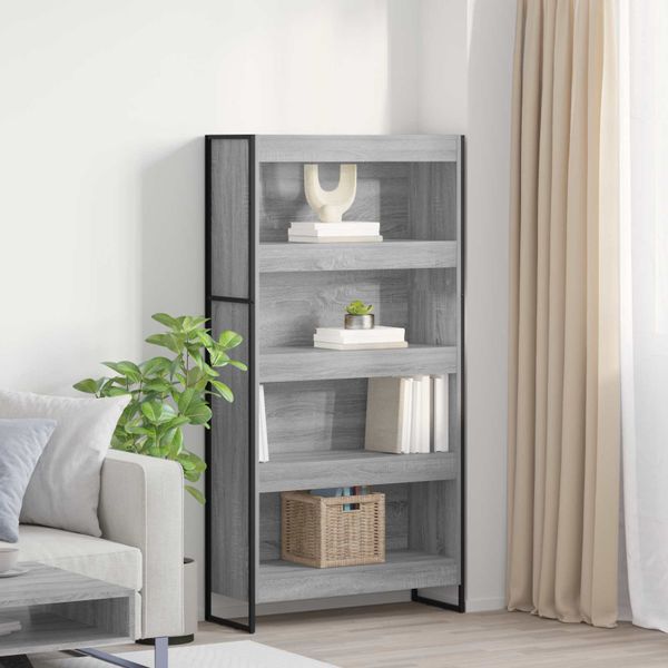 vidaXL Knižnica 2 pcs Sivý Sonoma 80 x 30 x 155 cm Kompozitné drevo