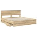 vidaXL Rám postele Sonoma dub 200 x 200 cm Inžinierske drevo