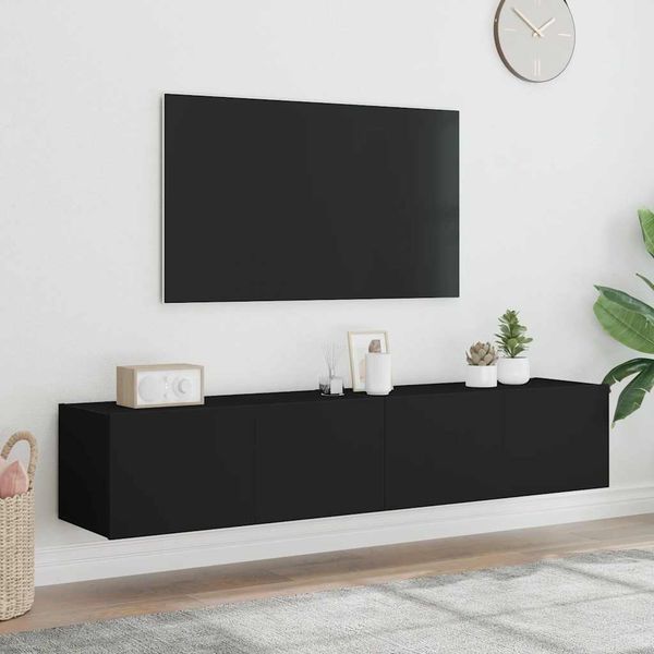vidaXL TV nástenné skrinky s LED svetlami 2 ks čierne 80x35x31 cm