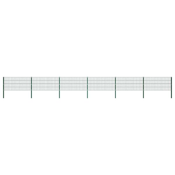 vidaXL Plotový panel so stĺpikmi, železný 1040x80 cm, zelený
