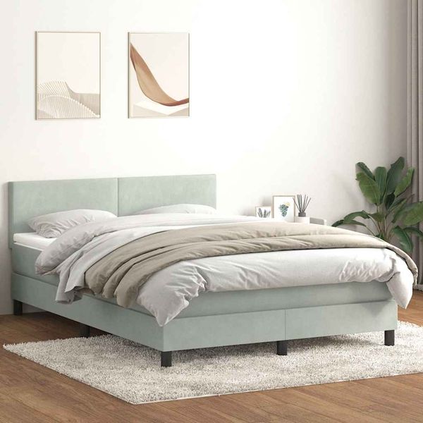 vidaXL Box Spring Posteľ s matracom Svetlosivá 140x220 cm Zamat