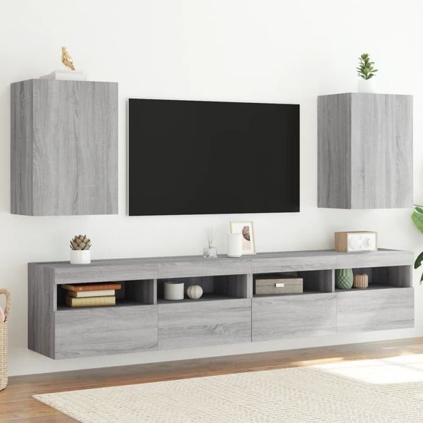 vidaXL TV nástenné skrinky 2 ks sivé sonoma 40,5x30x60cm kompoz. drevo