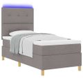 vidaXL LED box s pružinami s čelnou doskou Sivohnedá 80 x 200 cm látka
