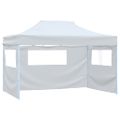vidaXL Skladací párty stan so 4 stenami 3x4,5 m, biely