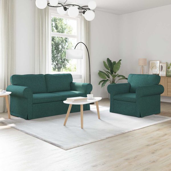 vidaXL Sada pohoviek 2 pcs Tmavozelená 175 x 82 x 80 cm látka