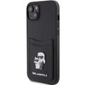 Púzdro Karl Lagerfeld pre iPhone 15 6,1" KLHCP15SSAPKCNPK čierny tvrdý obal Saffiano s držiakom kariet Karl&Choupette Metal Pin