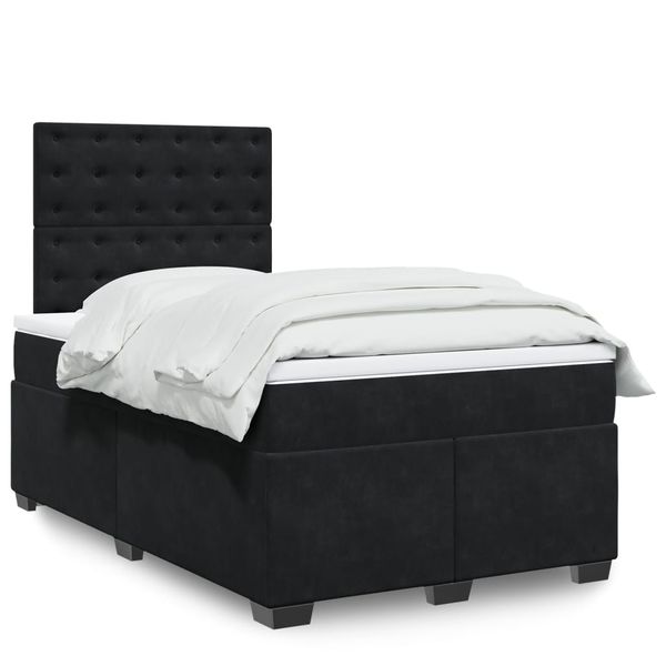 vidaXL Posteľný rám boxspring s matracom čierny 120x200 cm zamat