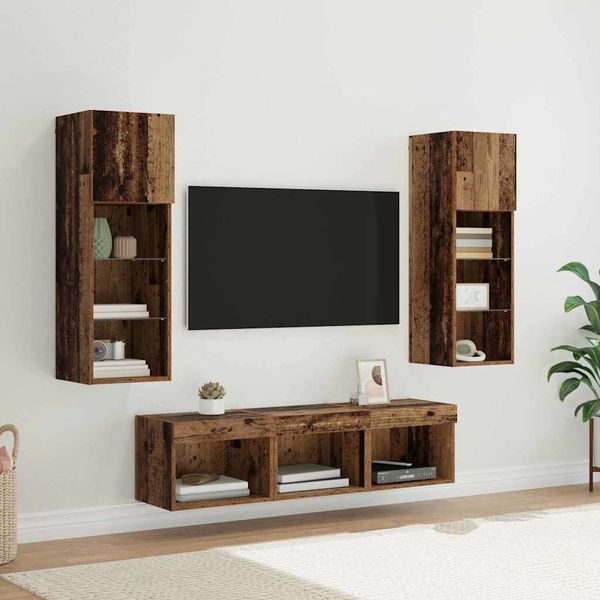 vidaXL TV nástenne jednotky Nástenný 5 pcs Čierny dub Kompozitné drevo