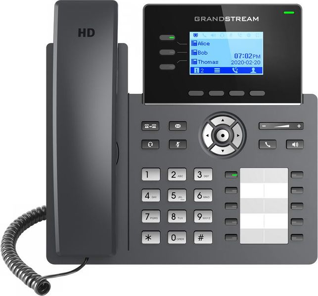 Grandstream GRP2604P SIP telefón, 2,48'' LCD podsv. displej, 6 SIP účty, 10BLF hr., 2x1Gbit porty, PoE