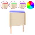 vidaXL Čelo postele s LED krémové 103x16x118/128 cm látka