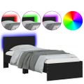 vidaXL Posteľný rám s čelom a LED svetlami čierny 75x190 cm