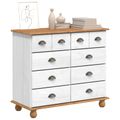 vidaXL Komoda ASKIM Biela 91 x 40 x 79 cm Masívne borovicové drevo