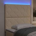 vidaXL LED hlavová doska Krémová látka