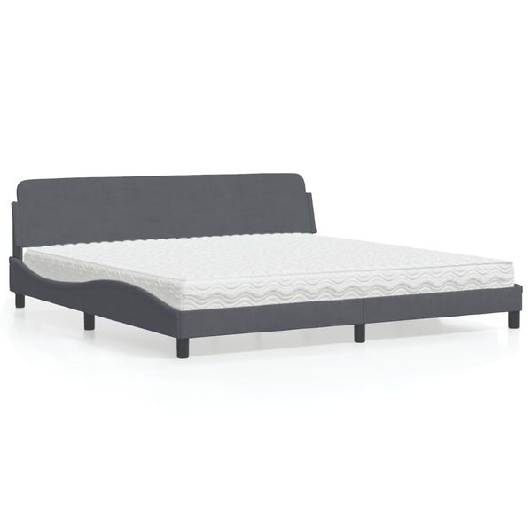 vidaXL Posteľ s matracom Dover tmavosivý 200x200 cm zamat